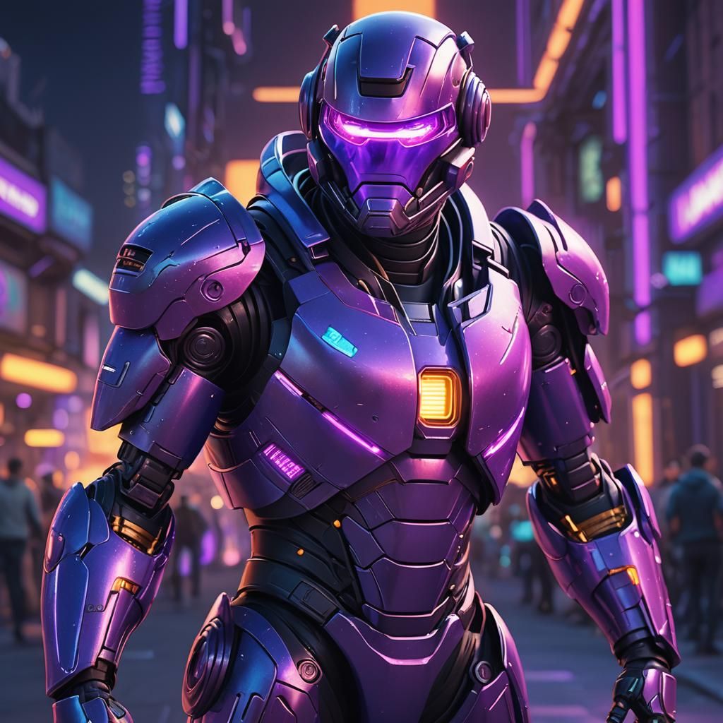 Futuristic NPC in Vibrant Digital Illustration Style