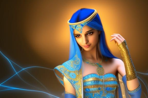 Beautiful Arabian Princess in Blue Outfit, 8K