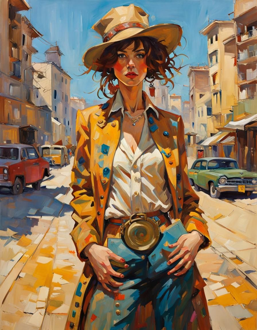 Captivating Portrait in Illustrative Art Nouveau Style