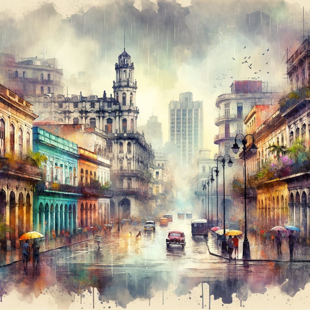 Havana in Rainy Misty Light