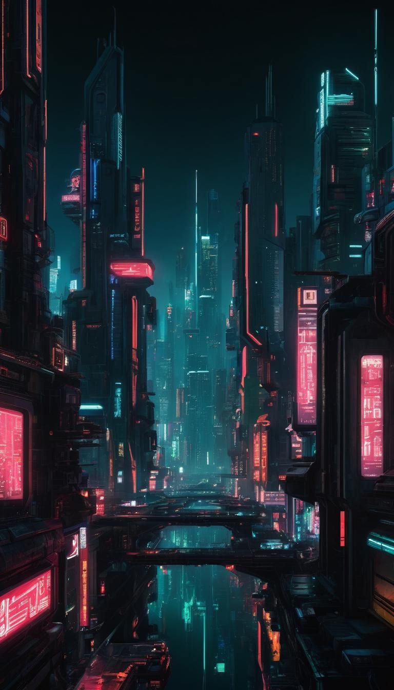 Cyberpunk Cityscape Unveiled in Neon-Lit Darkness