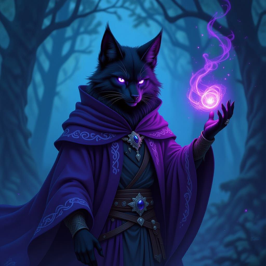 Tabaxi Warlock in Enchanted Forest