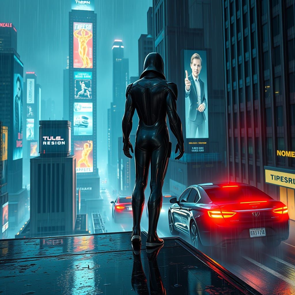 Surreal Futuristic Cityscape at Night in Cyberpunk Style