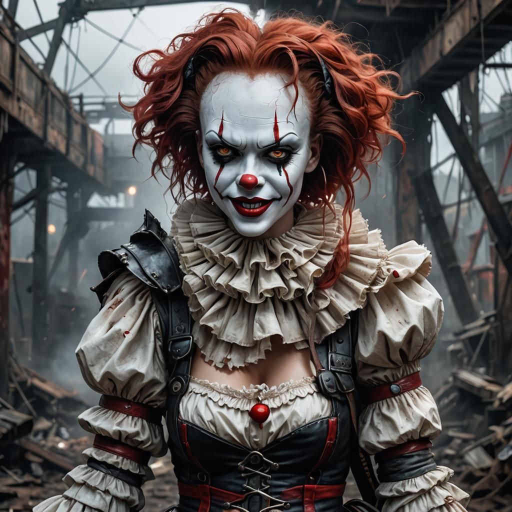 Pennywise-Inspired Raider Girl: Post-Apocalyptic Portrait