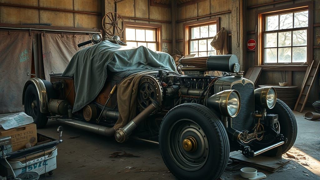 Steampunk Hotrod Unveiled in Deserted Garage