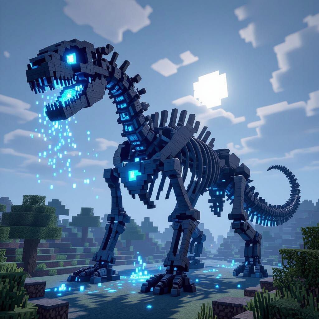 Massive Dragon Skeleton in Minecraft