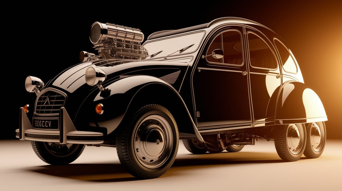Steampunk Art Deco Citroën 2CV with Dragster Engine