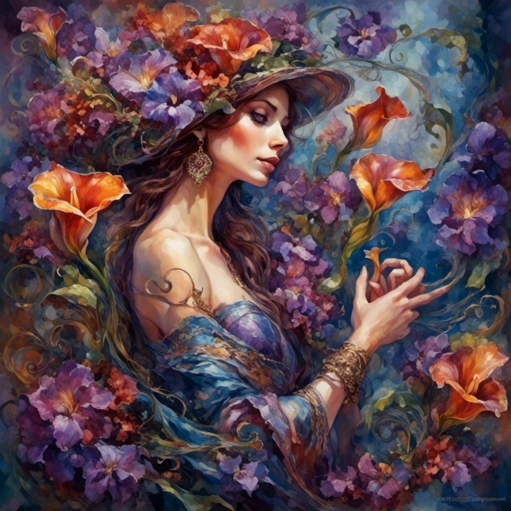 Floral Tattoo Design in Dark Fantasy Style