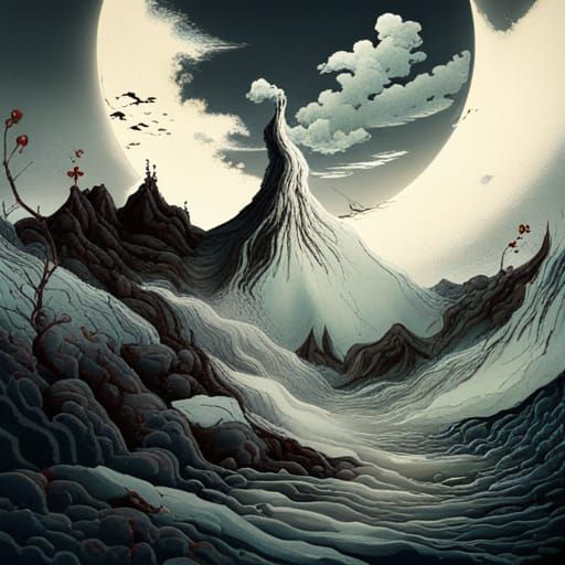 Erupting Volcano: Dark Fantasy Manga Art