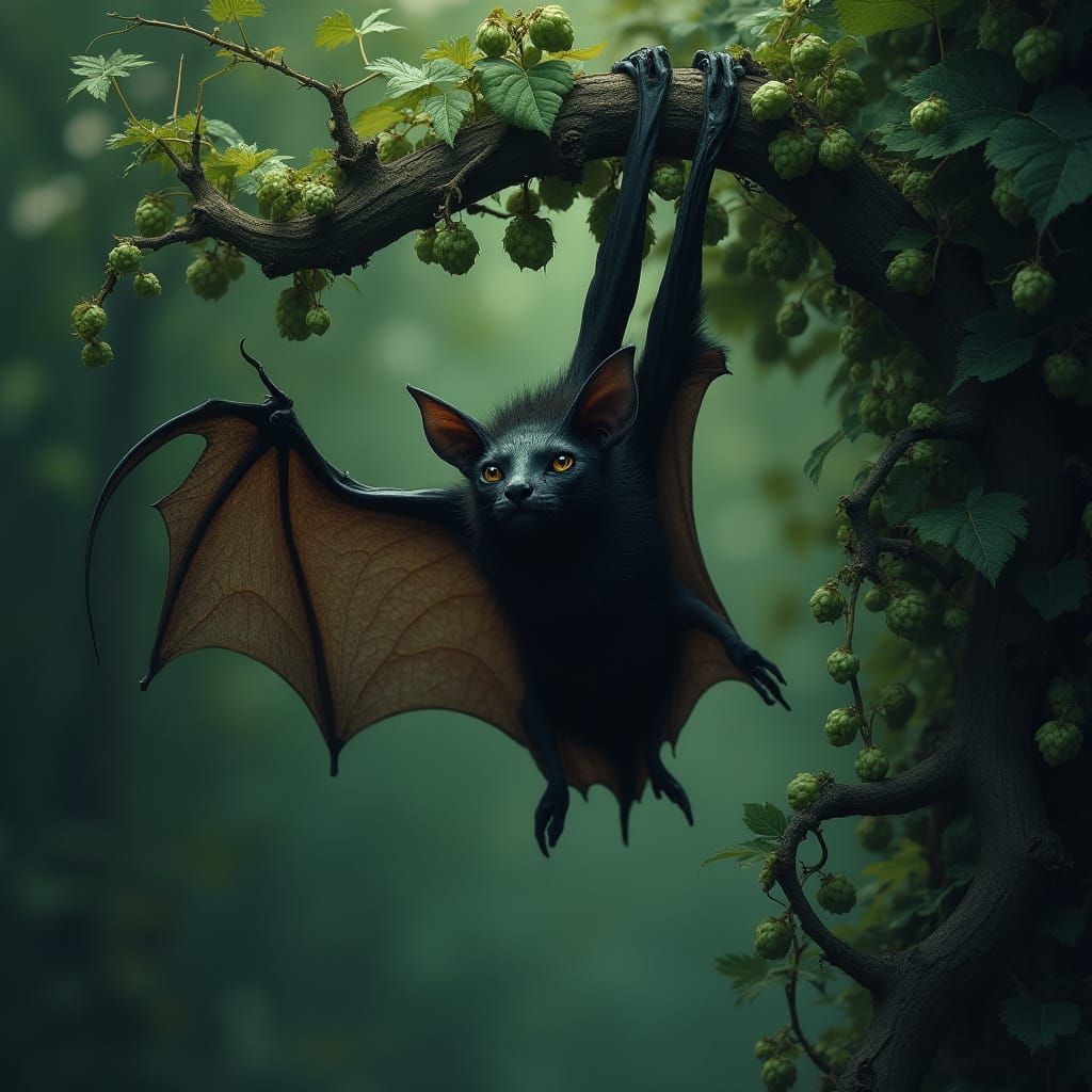 Gothic Bat in Mysterious Hops Scene
