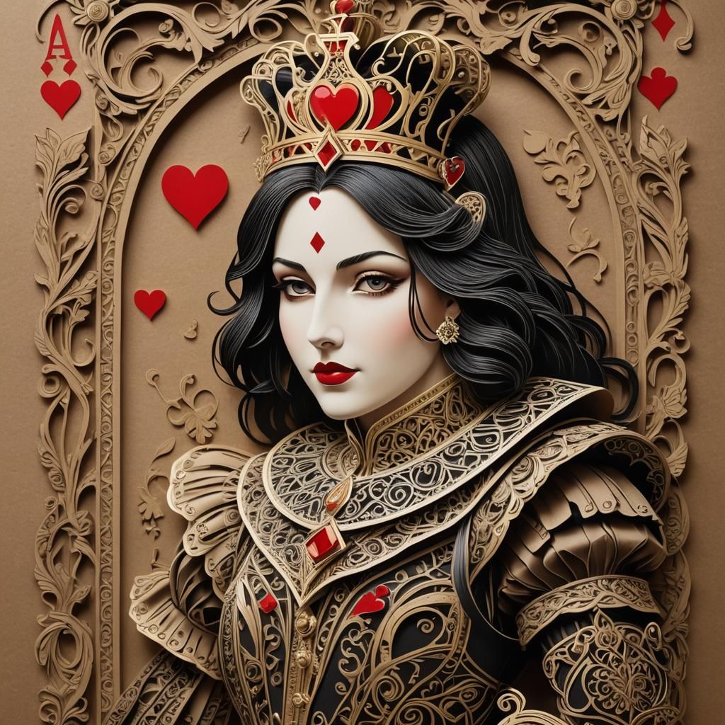 Playing Card Royalty in Paper Cut-Out Art