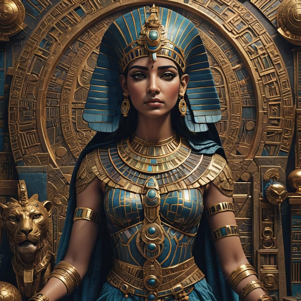 Cleopatra: Goddess in Cosmic, Hyperrealistic Atmosphere