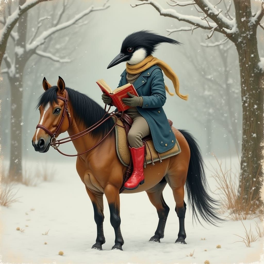 Magpie in Whimsical Winter Wonderland