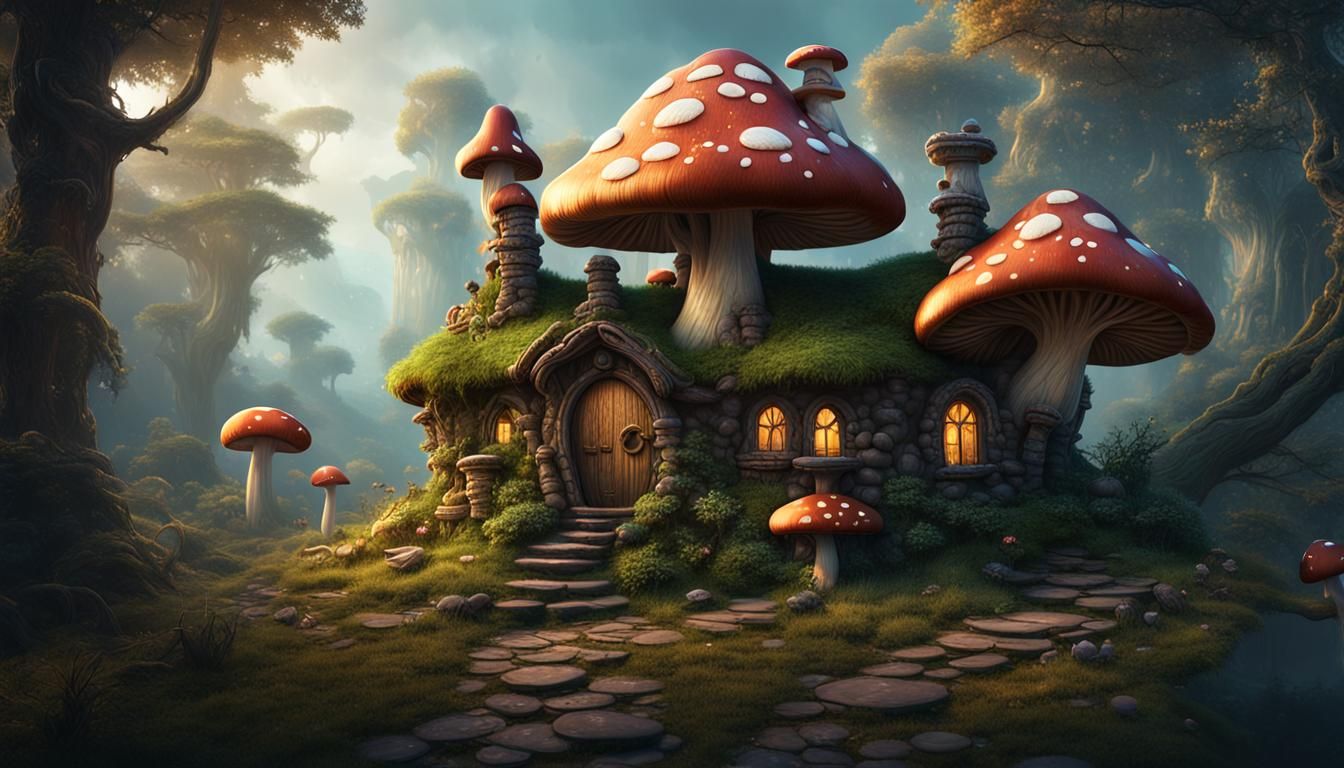 Enchanted Fairy Mushroom House: Fantasy Concept Art