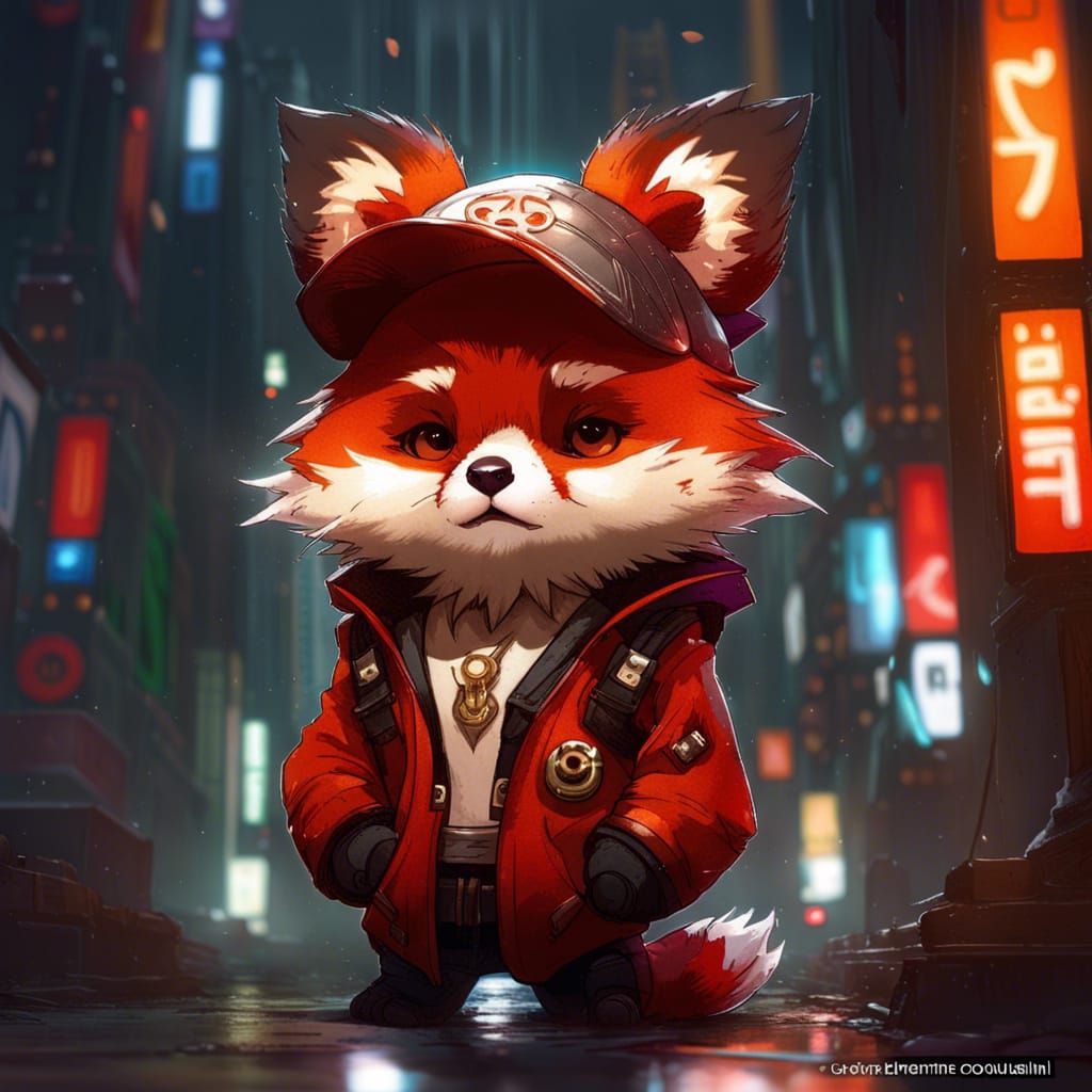 Adorable Furry Red Panda Character in Detailed Digital Art