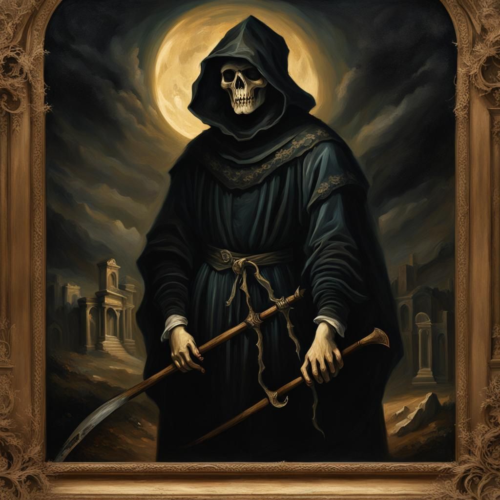 The Reaper in Renaissance Painting with Scythe