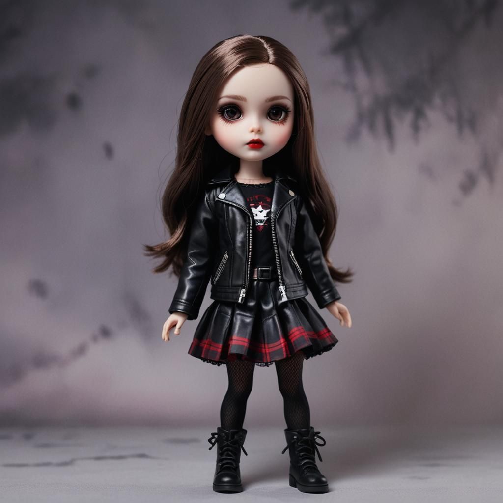 Gothic Mini Blythe Doll with Vampire Teeth