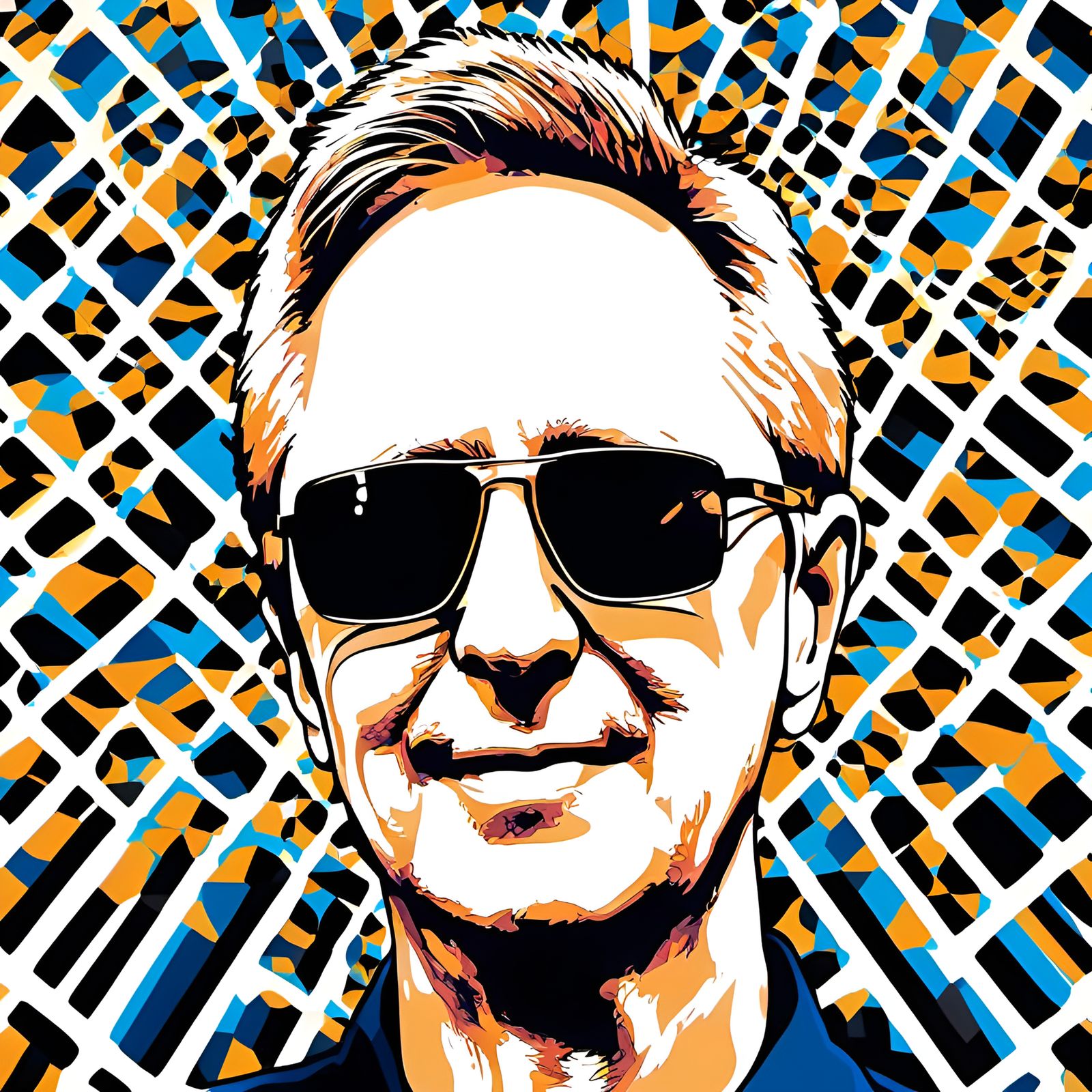 Pop Art Portrait in Screen Print Style