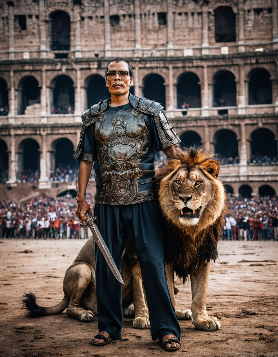 Roman Gladiator in Cinematic Colosseum Scene