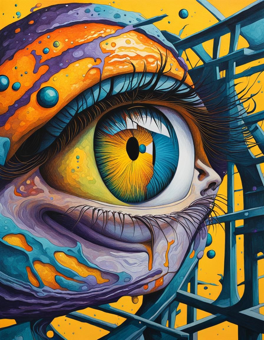 Surreal Eyes in Monochromatic Palette, Hyperrealistic Gothic...