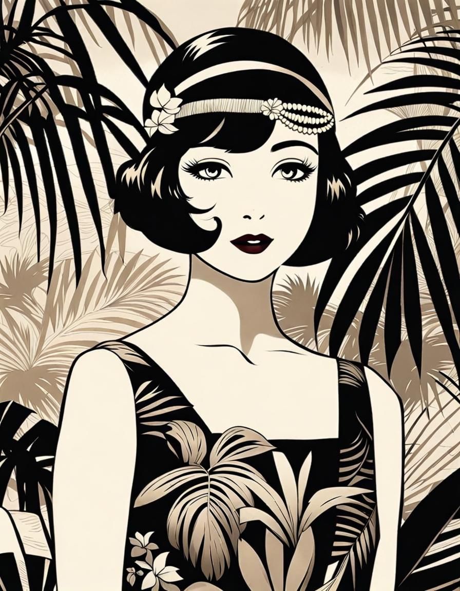 Indonesian Flapper in Anime Style, 1920s Photo