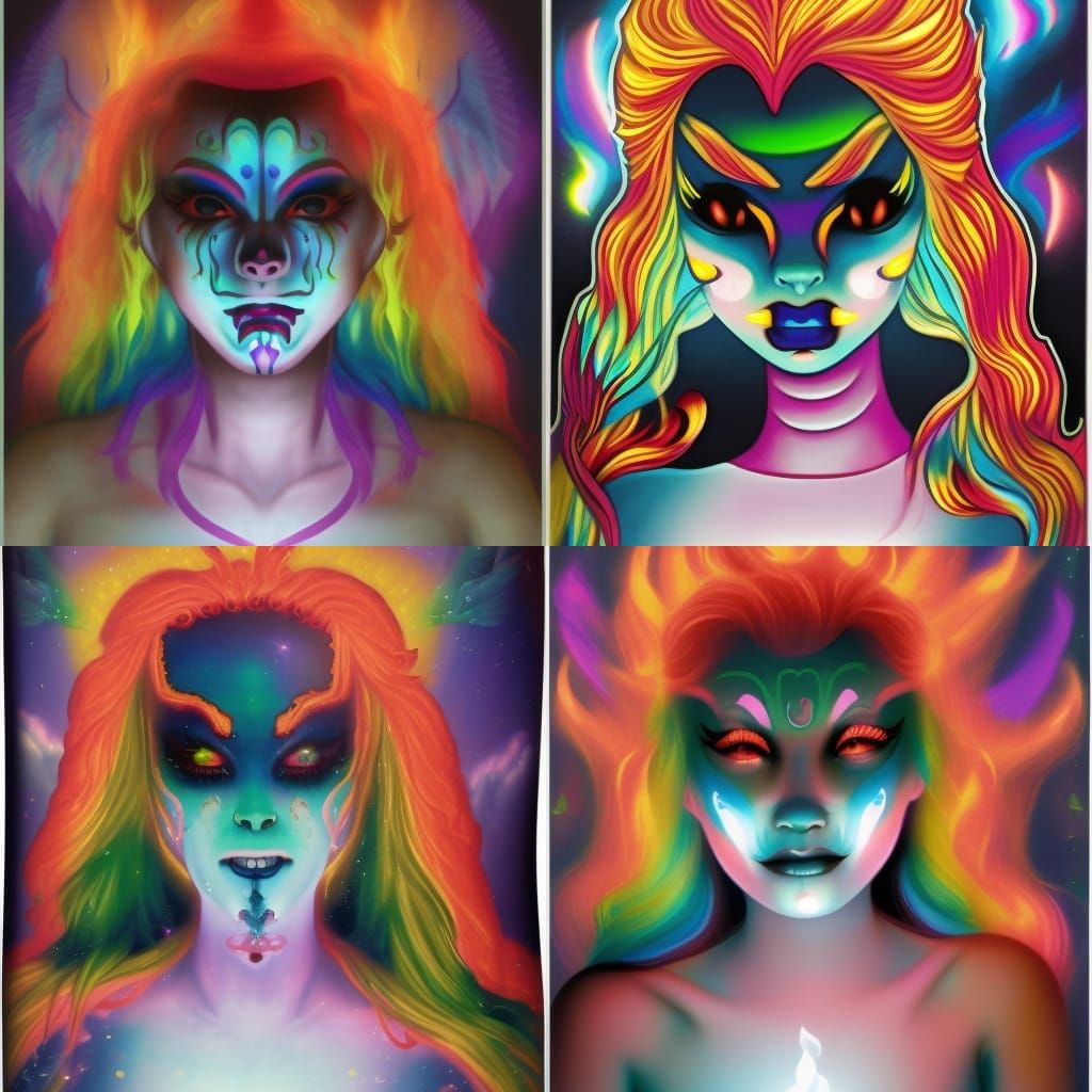 Luminescent Rainbow Fire Princess Goddess