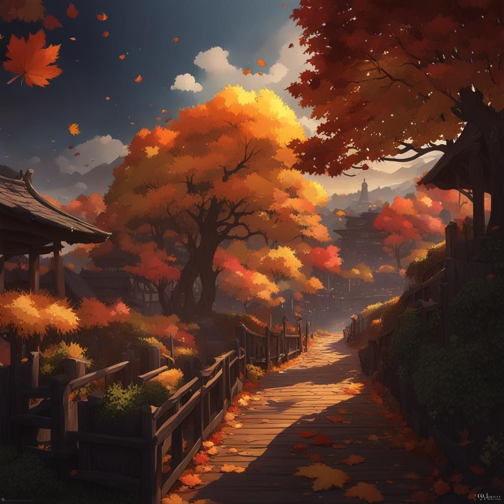Breathtaking Autumn Scenery in Anime Style
