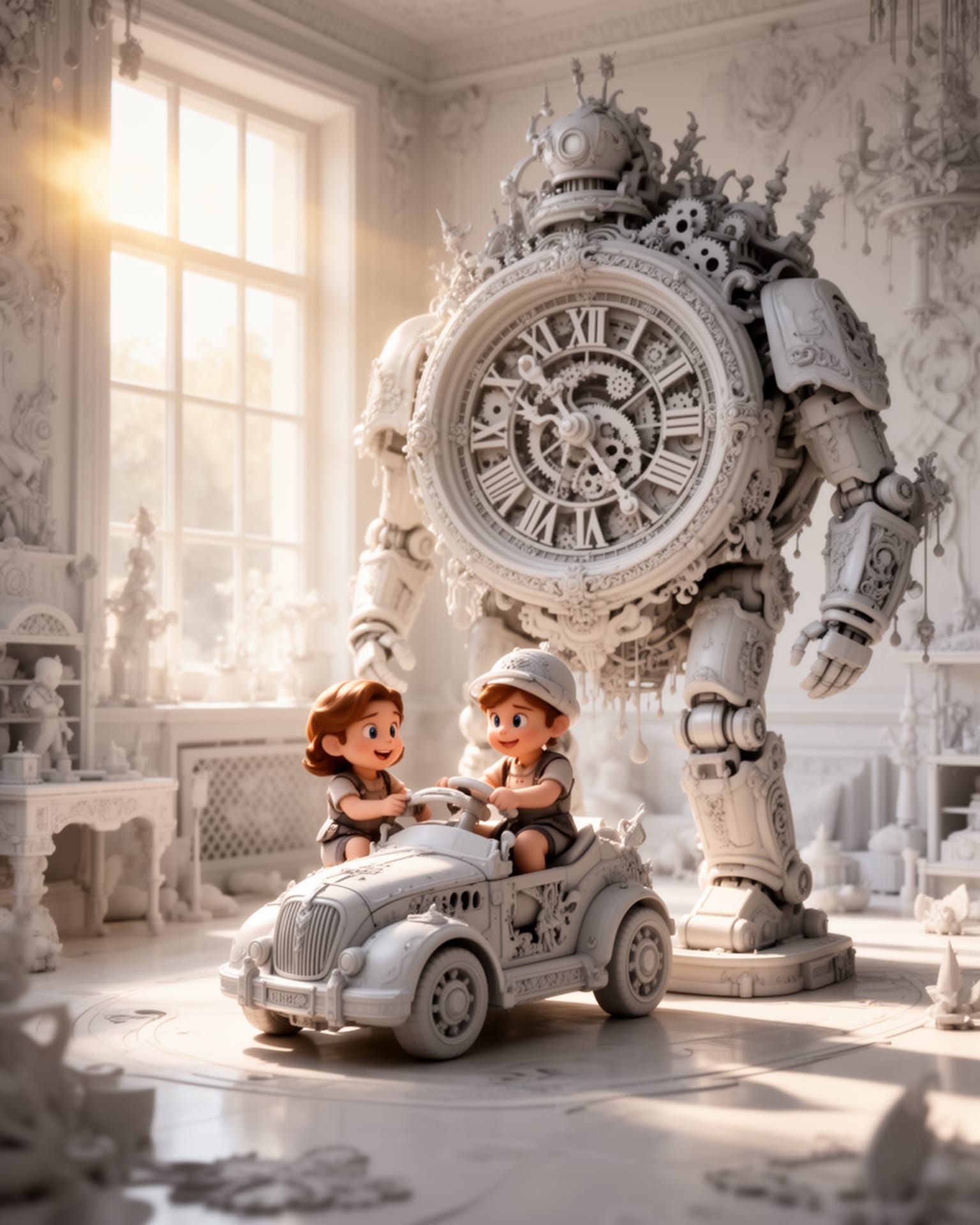 MiniFlunts Playing Inside Enormous Acidbleed Whitework Automata in Mythtitious Whitework Playroom