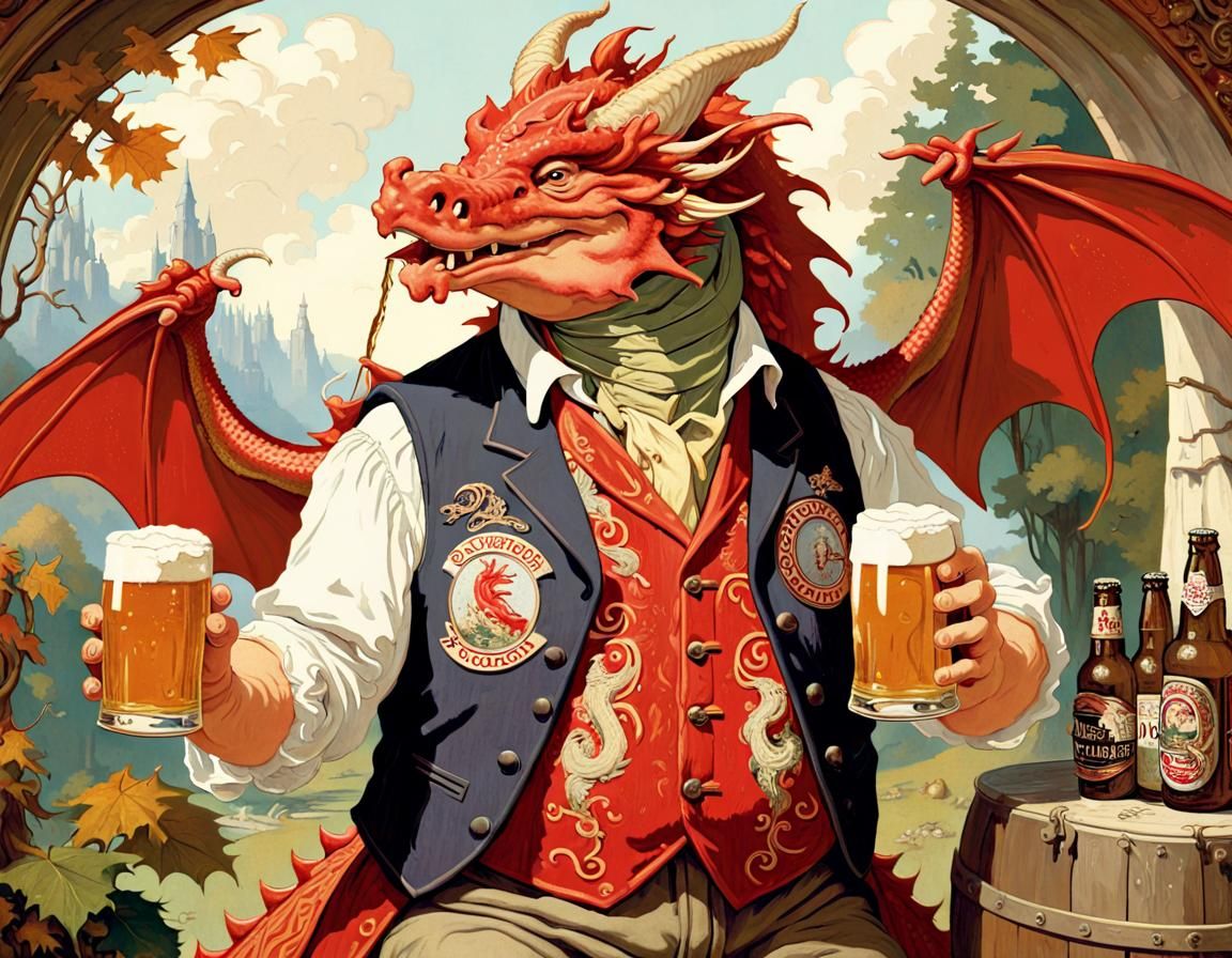 Art Nouveau Dragon Beer Poster