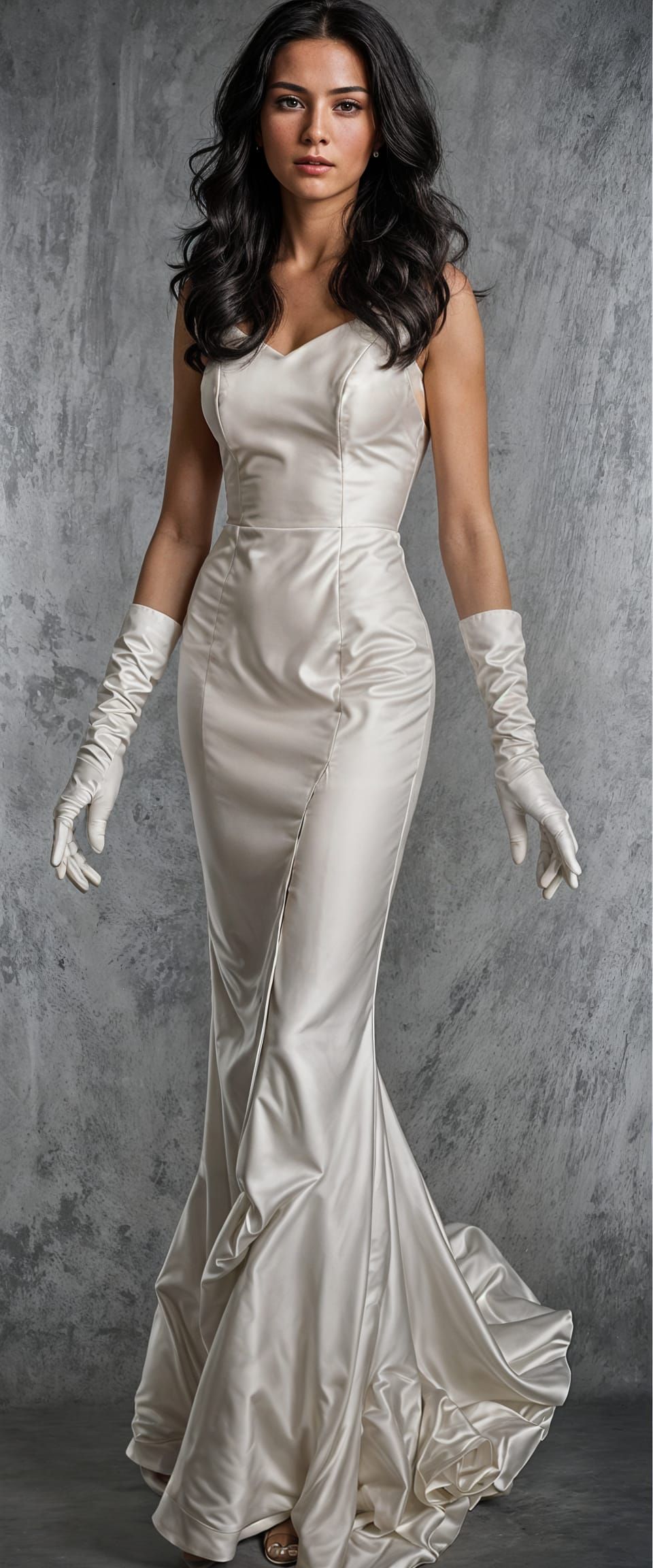 Elegant Woman in White Gown: Professional Portrait