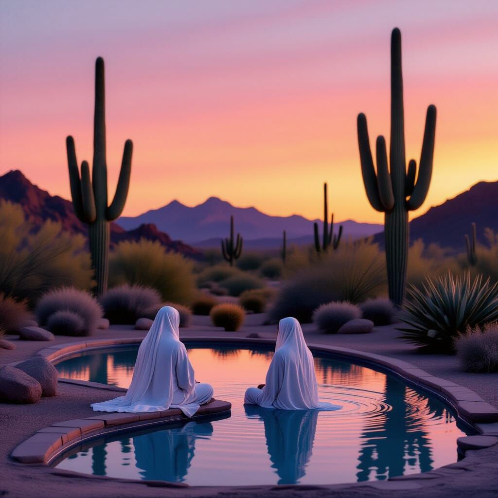 Desert Oasis at Twilight: Modern Minimalist Style