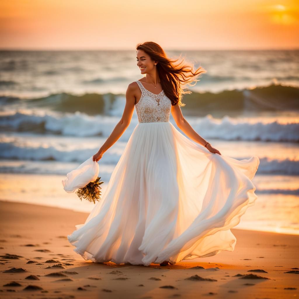 Beach Wedding at Sunset in Professional Photography Style