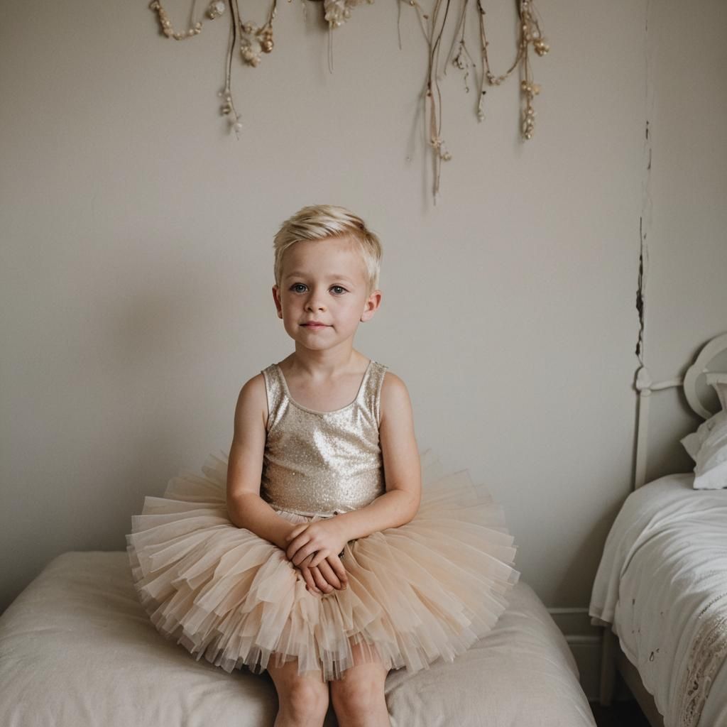 Trying sister's tutu dress...