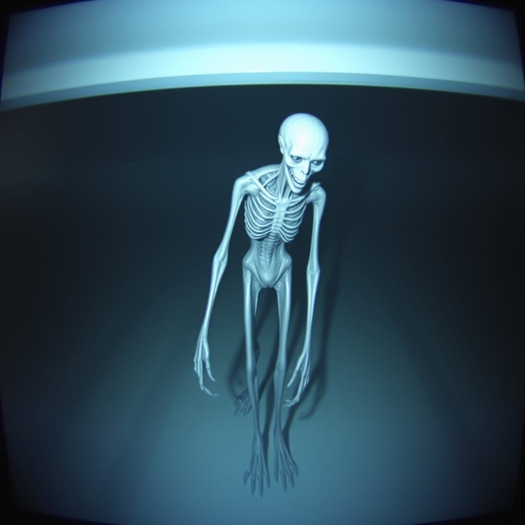 Distorted Figure Caught in Grainy Surveillance Feed