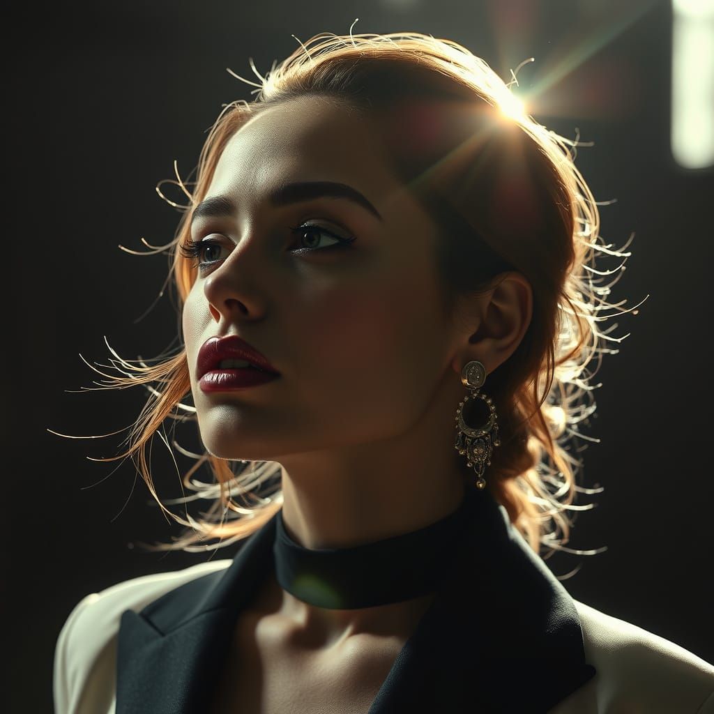 Dramatic Black and White Portrait of Woman