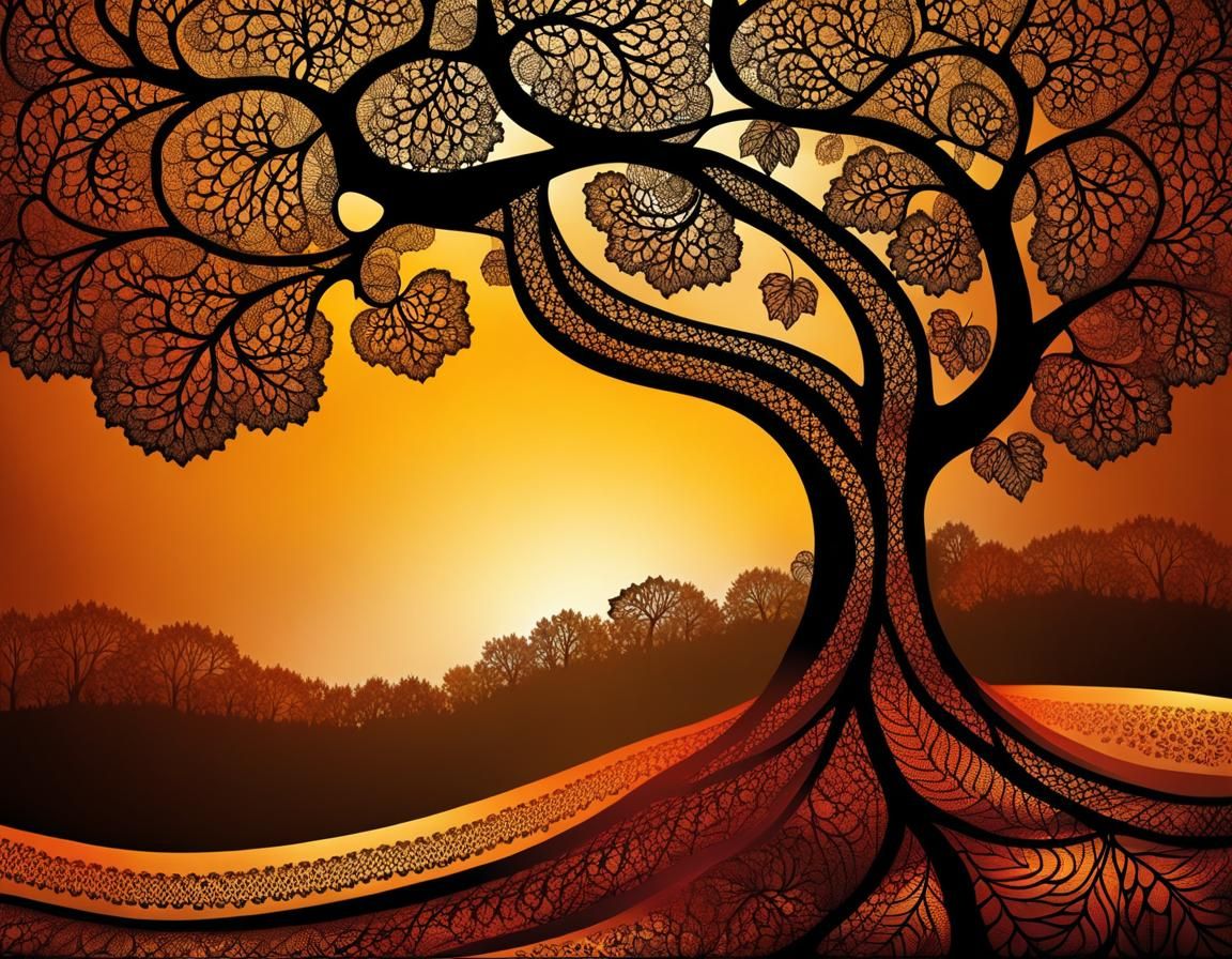 Lace Autumnal Landscape with Dramatic Lighting