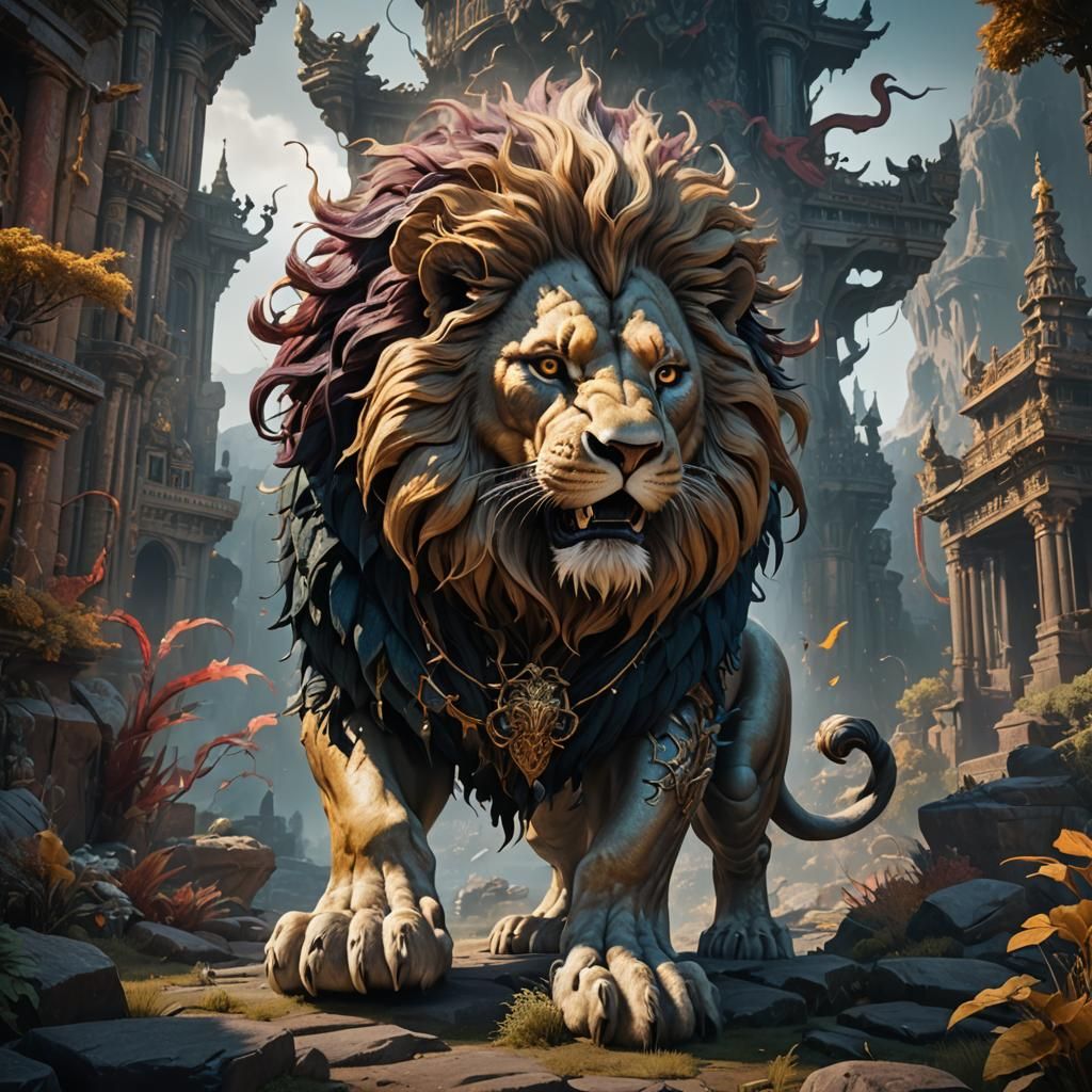 Ghostly Lion in Detailed Matte Painting