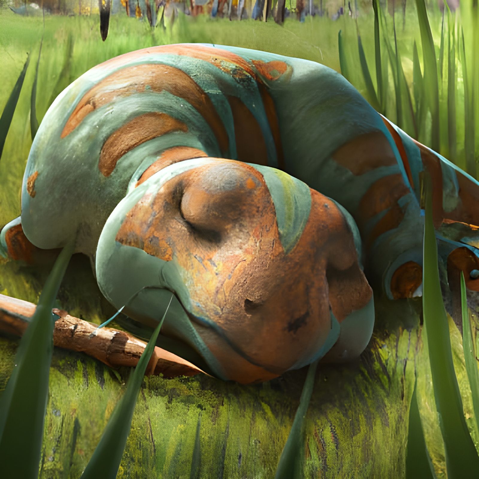 Adorable Baby Dinosaur Sleeping: Detailed 3D Matte Painting