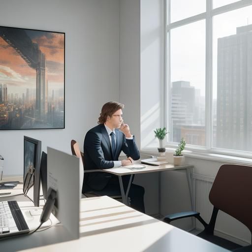 Office Worker in City View: Concept Art