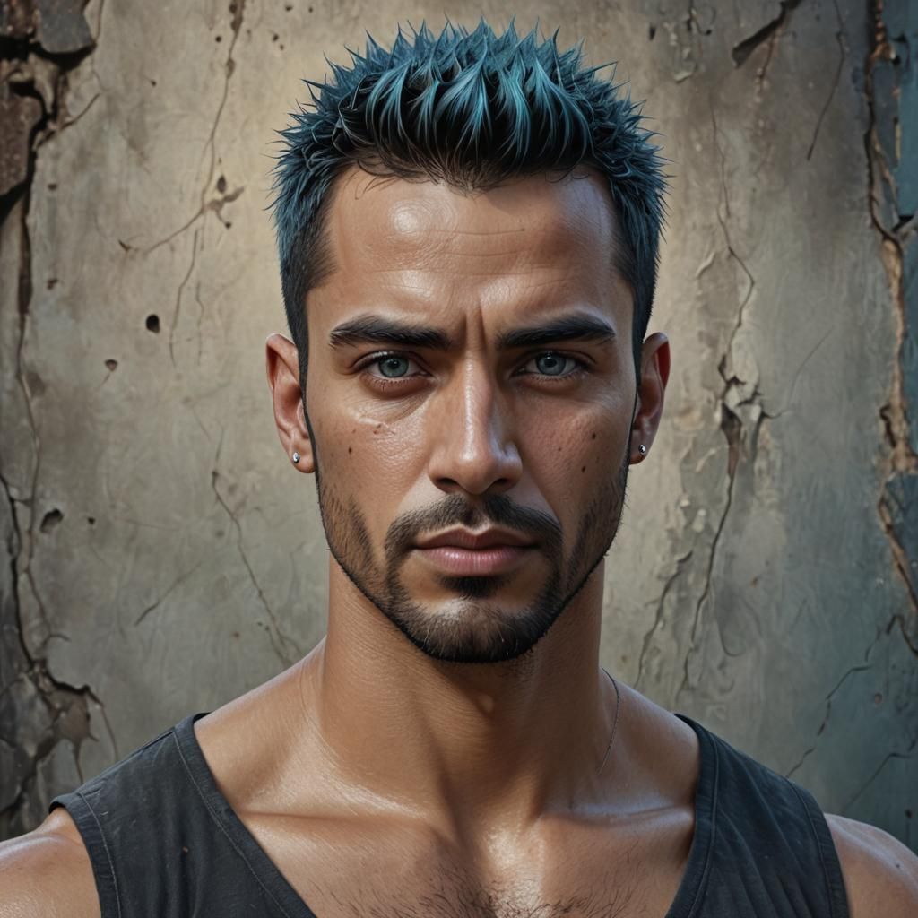 Hyperrealistic Portrait of a Handsome Latino Man