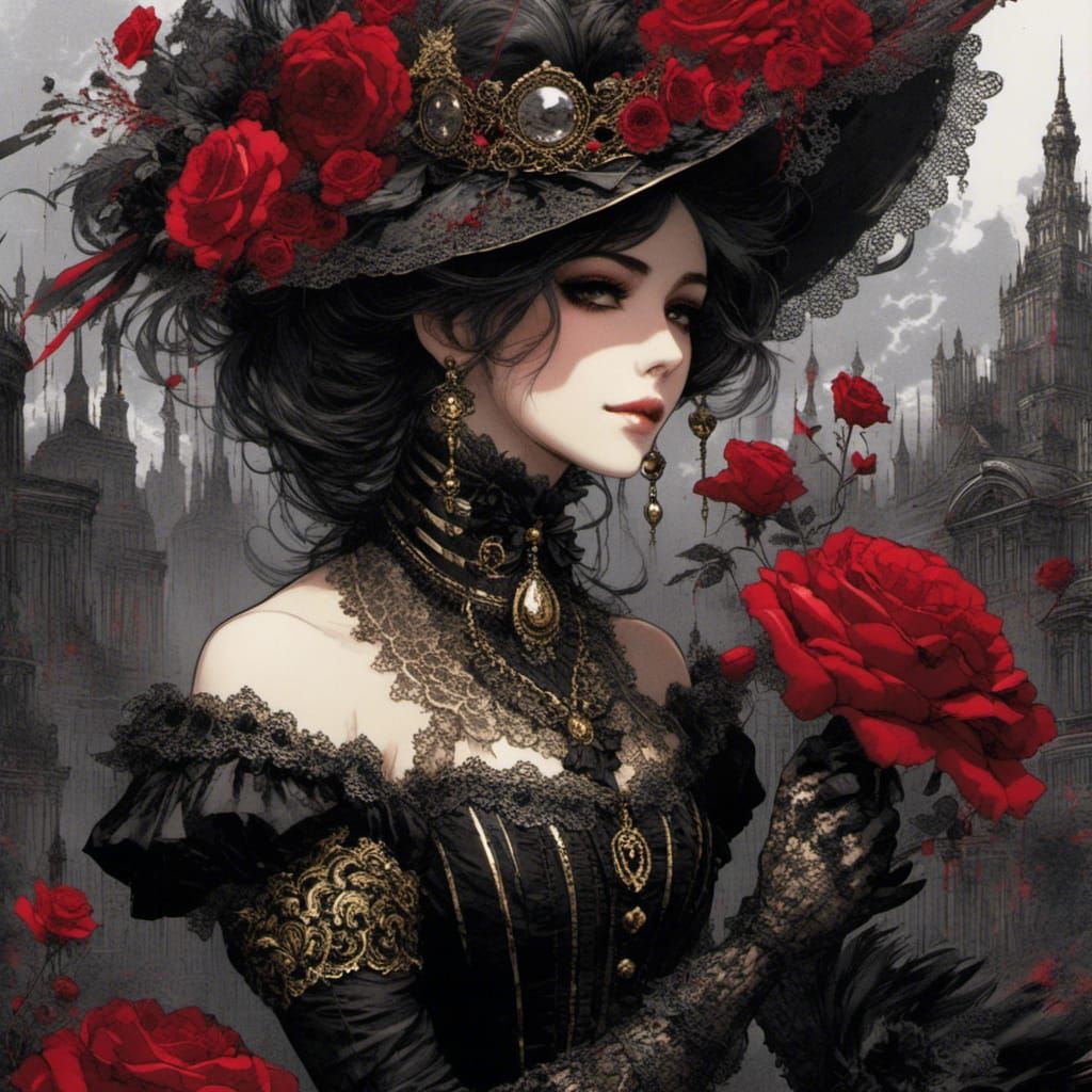 Romantic Portrait with Roses