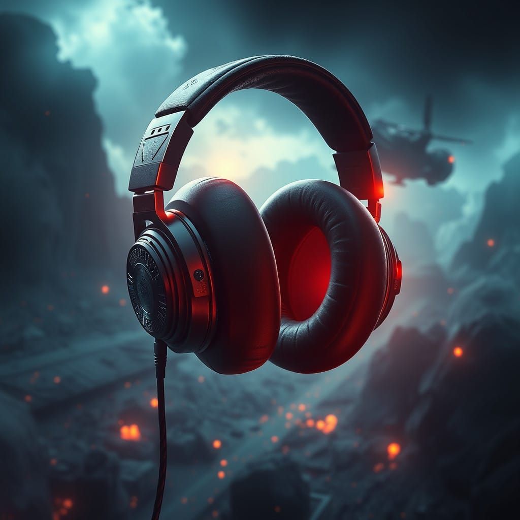Epic Digital Headphones in Cinematic Style
