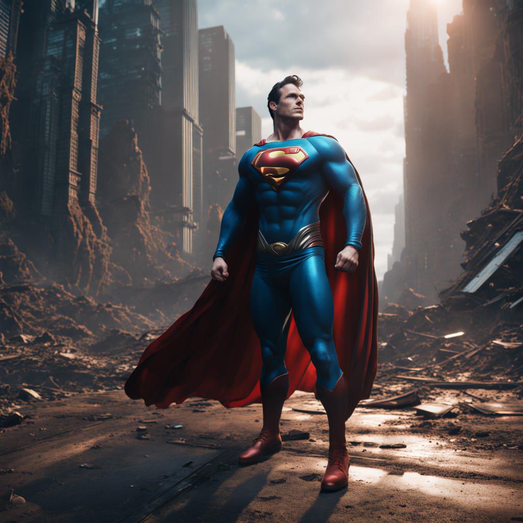 Detailed Matte Painting of a Superman in 8K