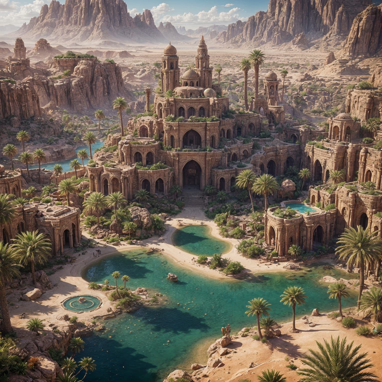 Desert Oasis: Fantastical Matte Painting in Deep Color