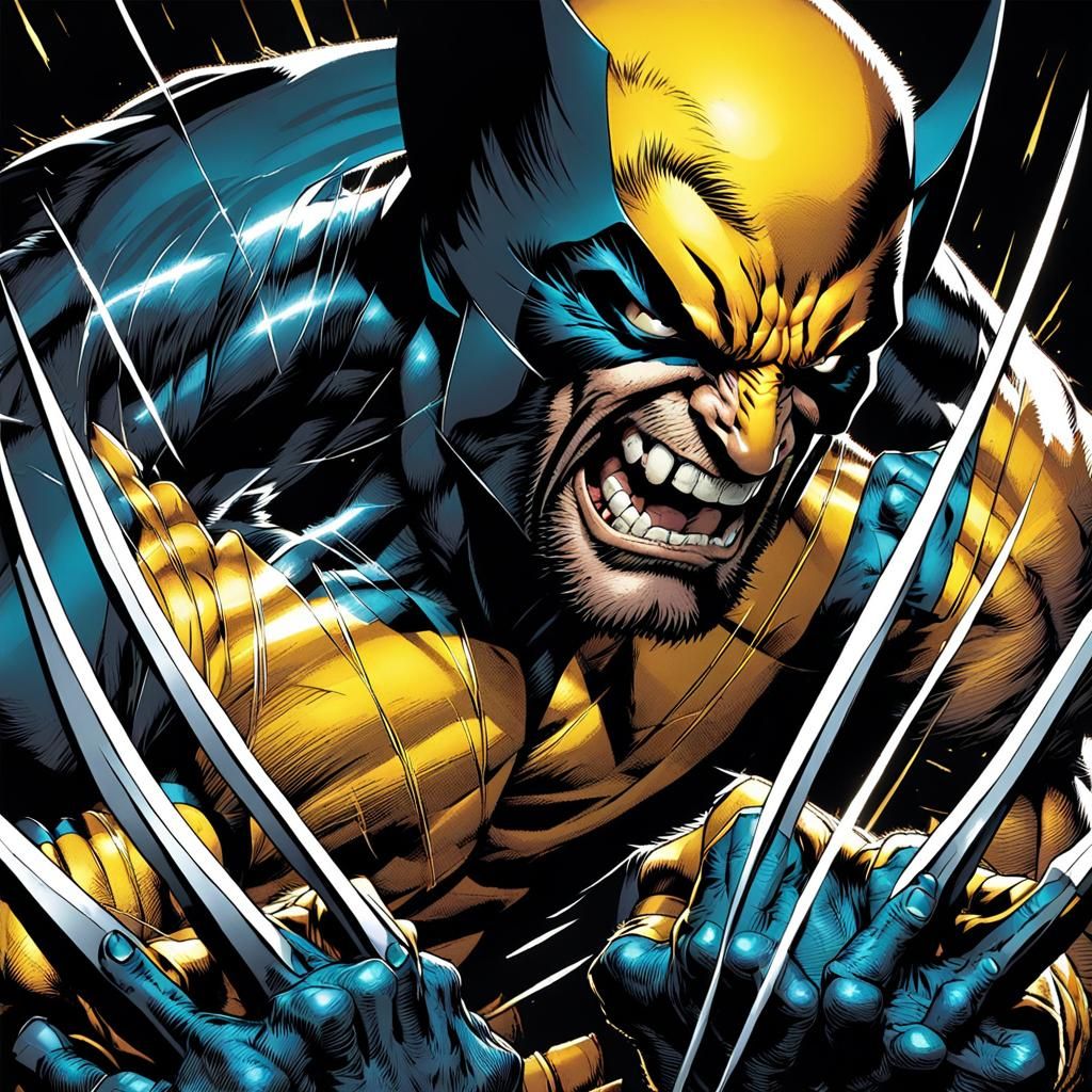 Wolverine's Gleaming Claws: Gritty Comic Book Art