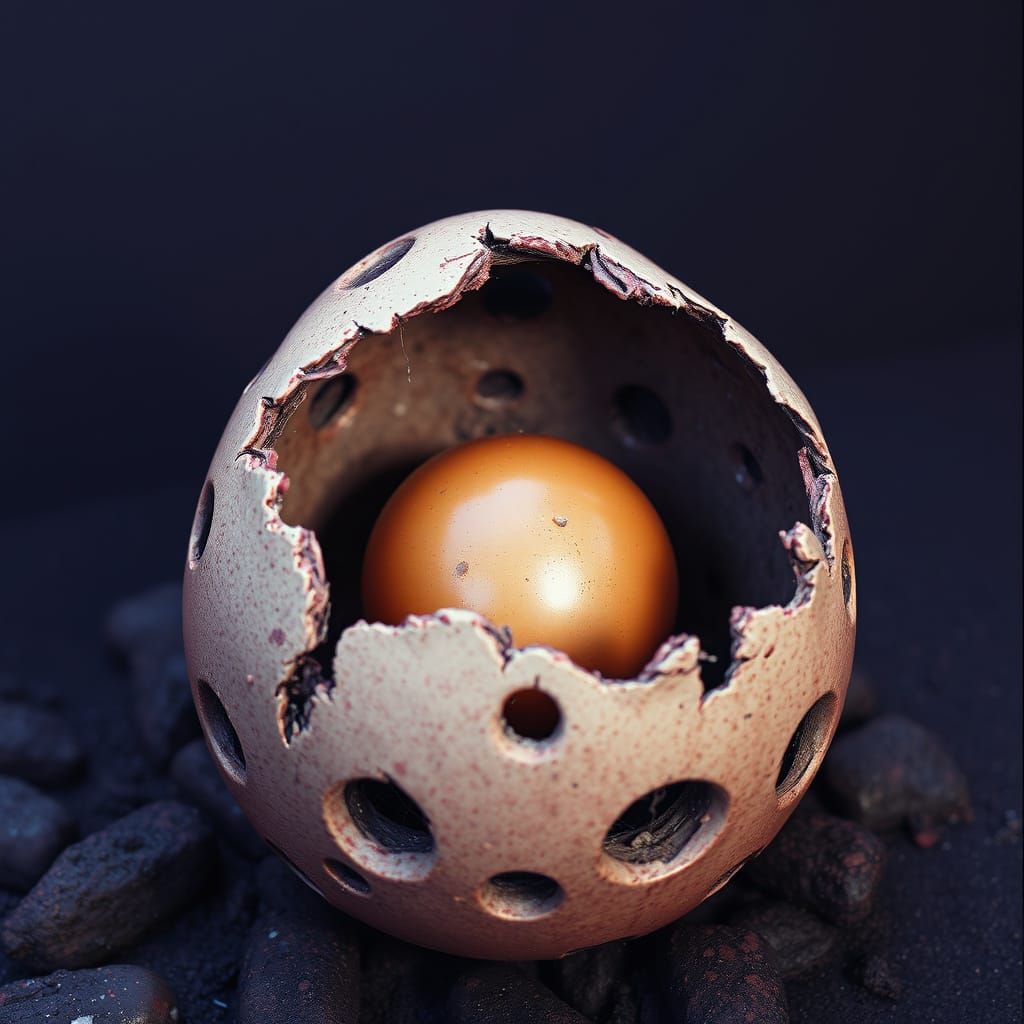 Mutated Porous Egg with Deep Colors, Twisted Aesthetic