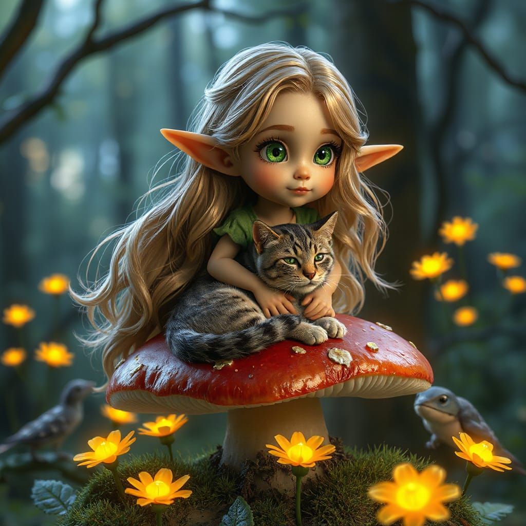 Whimsical Fairy Tale Scene in Hyperrealistic Detail