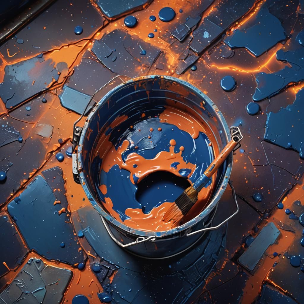 Space Texture Paint Bucket in Hyper-Realistic Digital Art