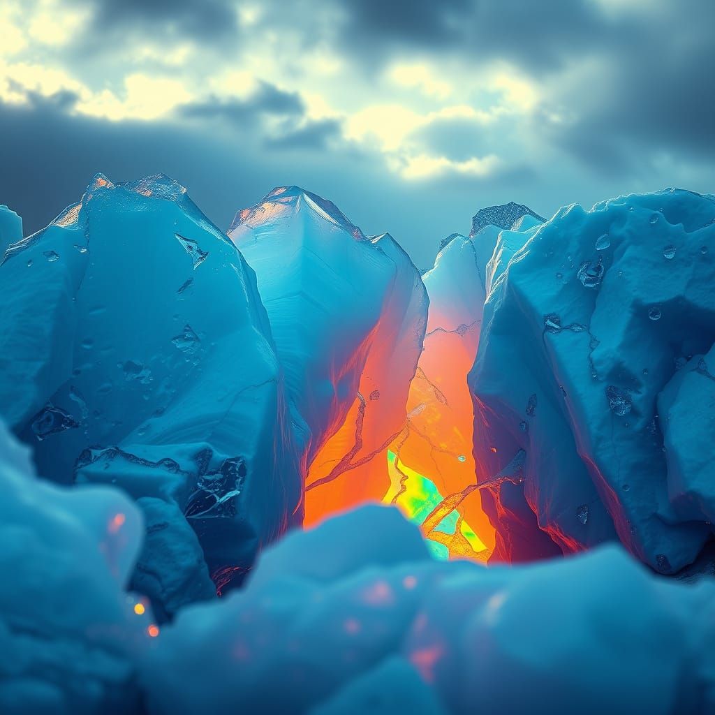 Rainbow Icebergs in Hyperrealistic HDR Style