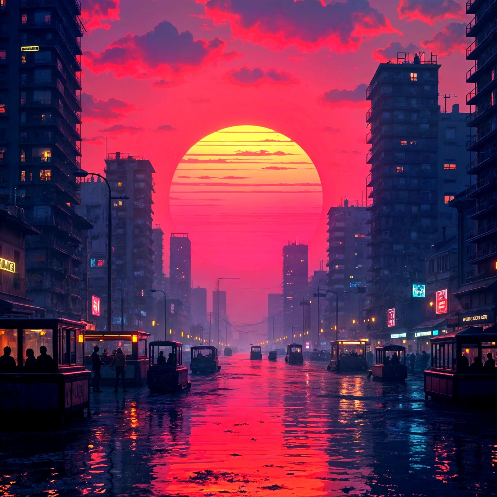 Cyberpunk Sunset in Cinematic Style